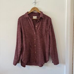 J. Crew Classic Fit Red Prairie Plaid Cotton Flannel Button Down Shirt | Size 12